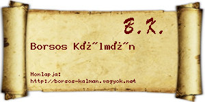Borsos Kálmán névjegykártya