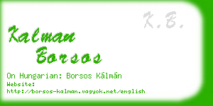 kalman borsos business card
